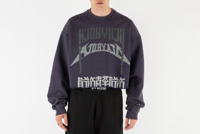 AJOBYAJO】THE CHAIN Washed Cropped Sweatshirt | OUR BRAND