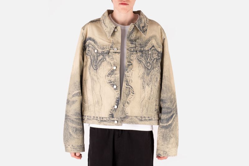 Distorted Print Denim Jacket