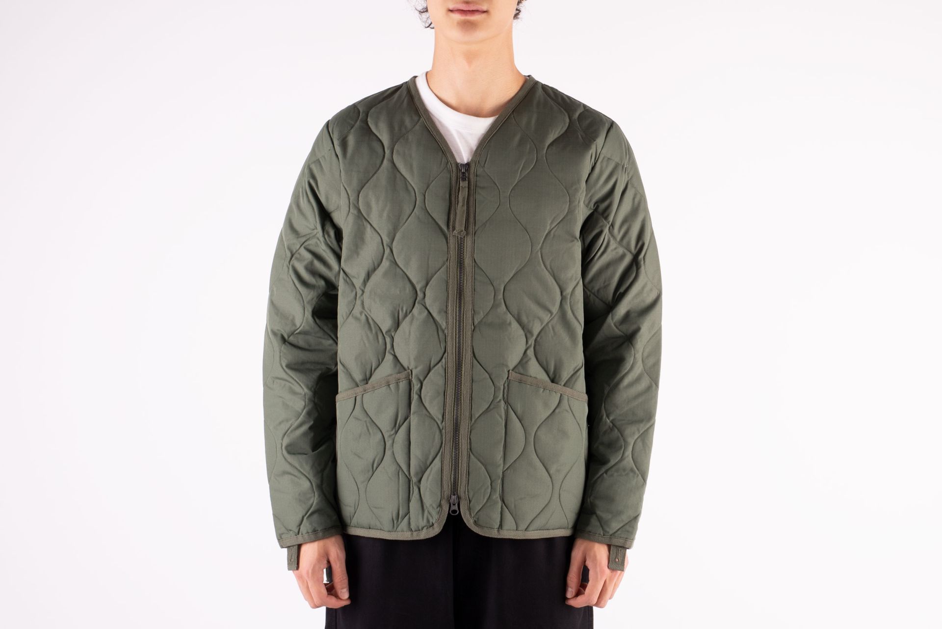 Military Zip V Neck Down Jacket