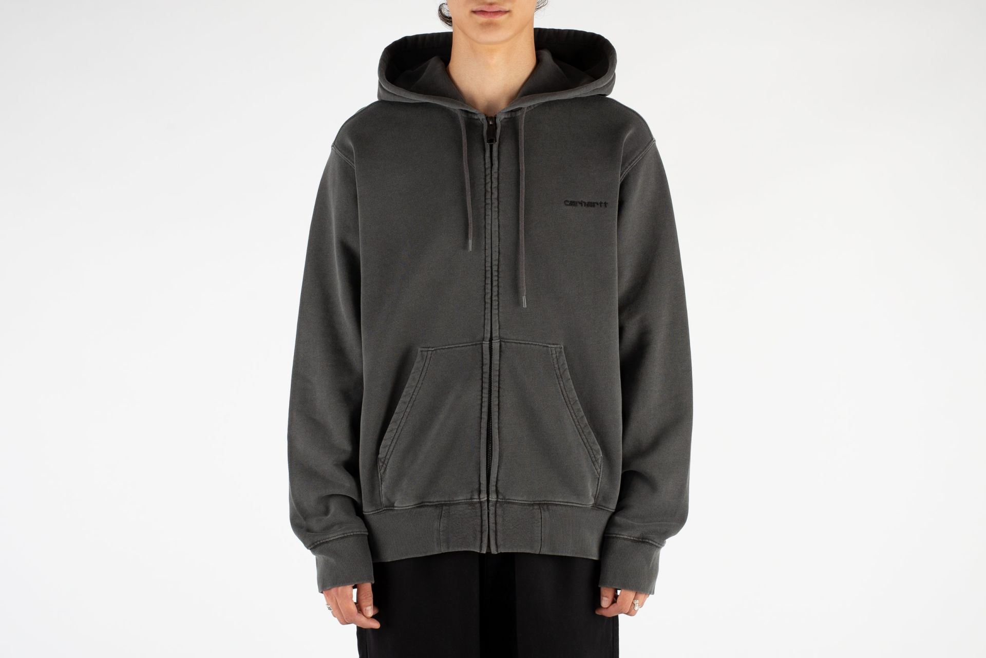 【CARHARTT】HOODED DUSTER SCRIPT JACKET ★送料・関税込★ Carhartt WIP - Hooded Duster Script Garment Dyed Black
