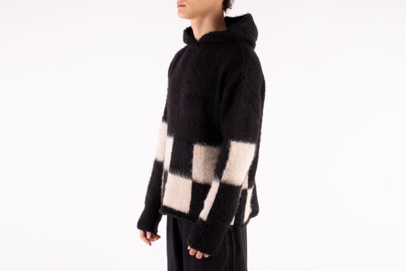 ASKYURSELF Brushed Checkered Knit Hoodie ASKYURSELF Brushed Checkered Knit Hoodie