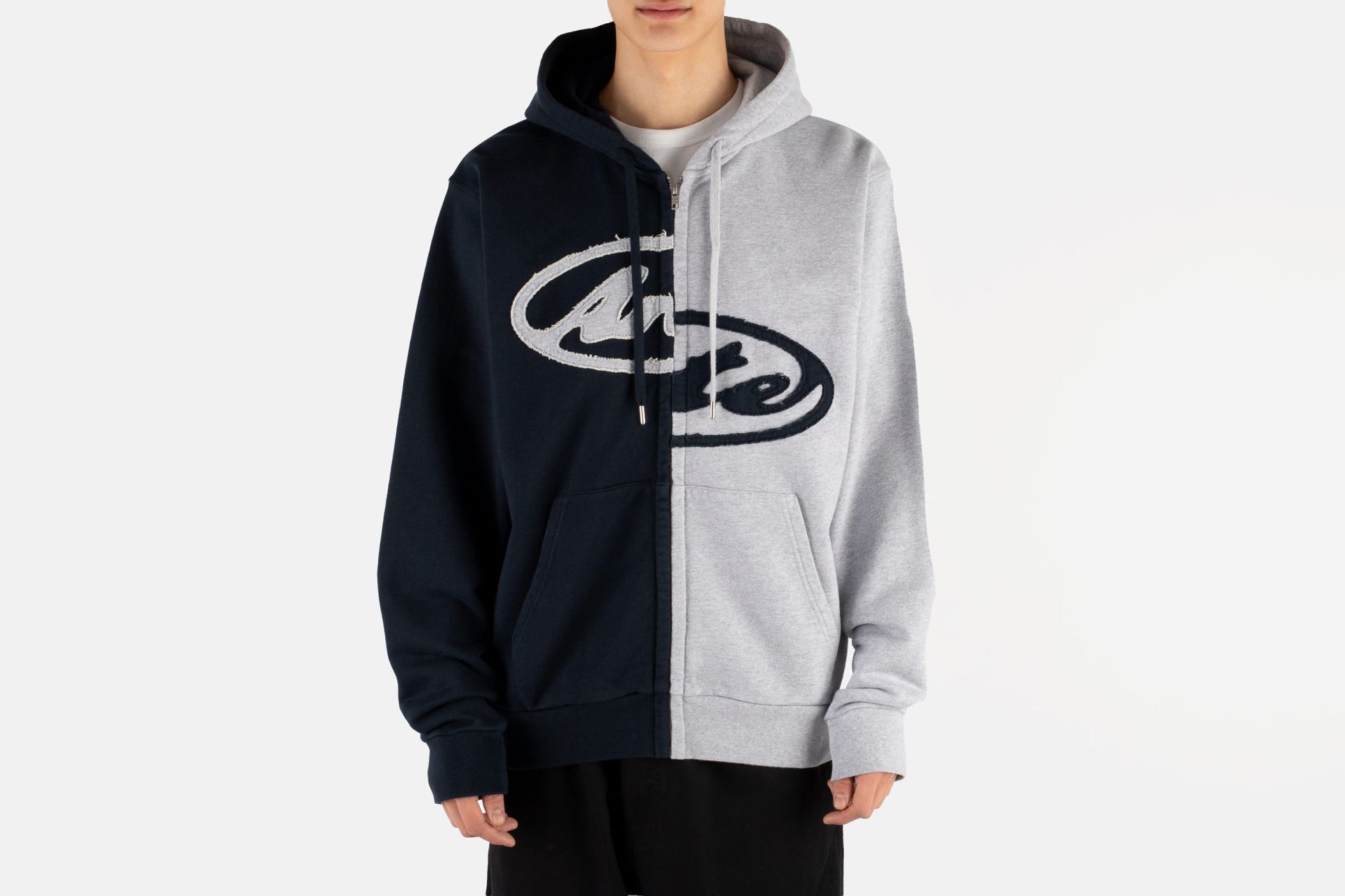 Split Patch Zip Hoodie